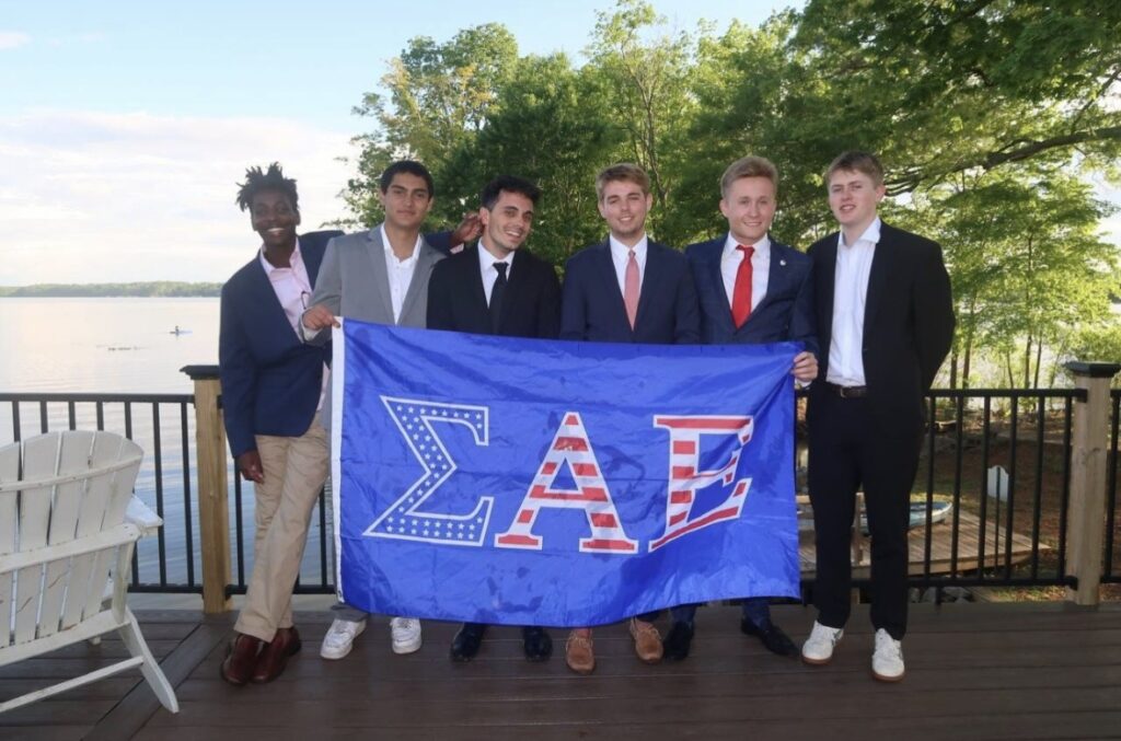 Group photo with SAE flag