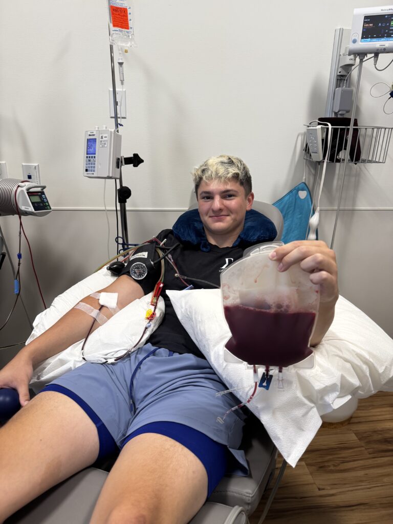 Ethan Moore donating blood stem cells