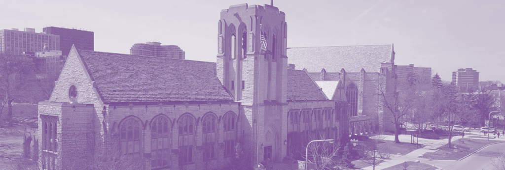 purple filtered SAE chapel exterior