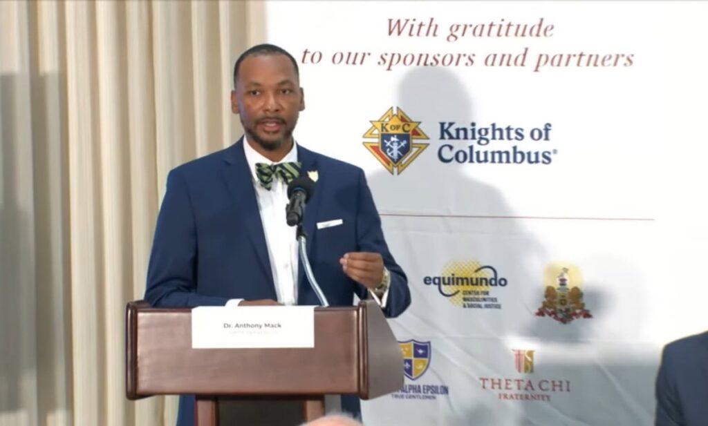 Dr. Anthony Mack speaking at Symposium on Young American Men