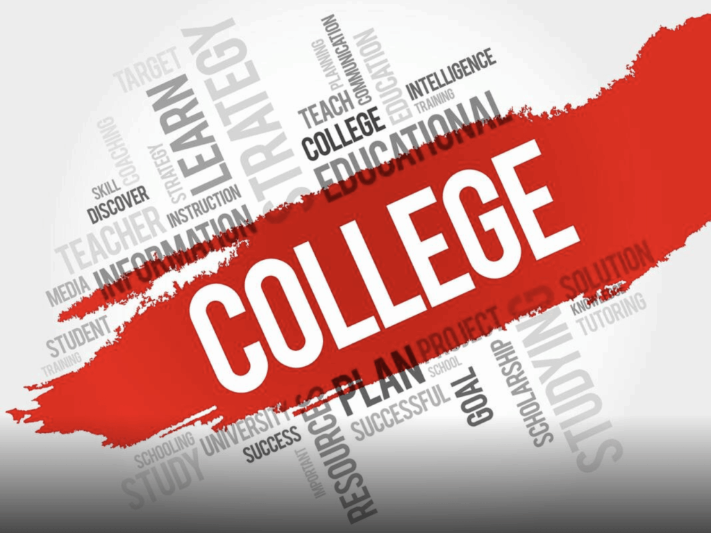 the word College highlighted in red in a word cloud